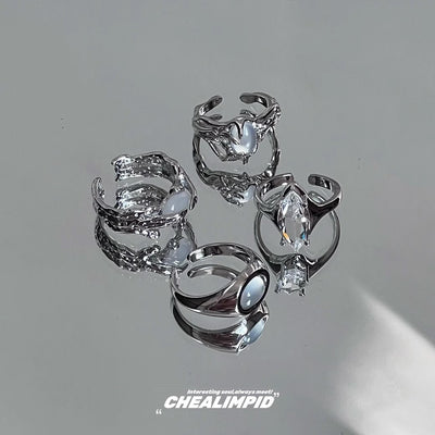 【CHEALIMPID】Front pearl design silver gimmick ring  CL0010