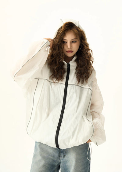 [H GANG X] White balance full zip style sporty light outerwear HX0059