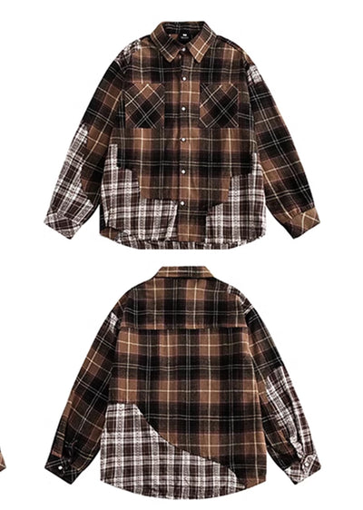 【BLACK BB】Regular check pattern design, faded wash street check shirt  BK0036