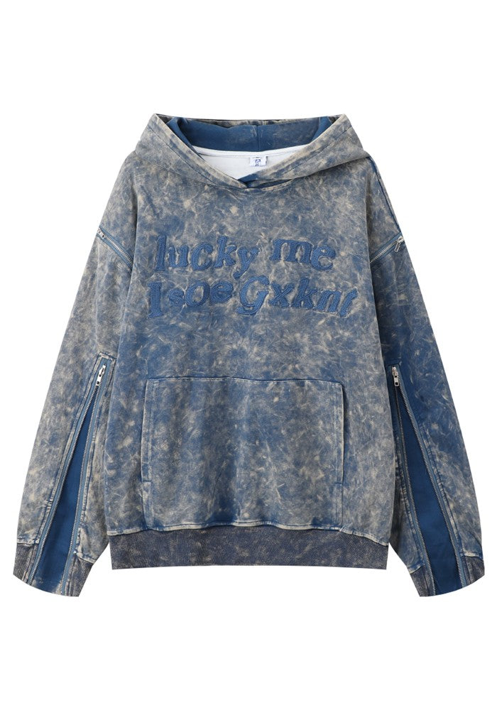 【10/21新作】Random wash color design wide over silhouette hoodie  HL3092