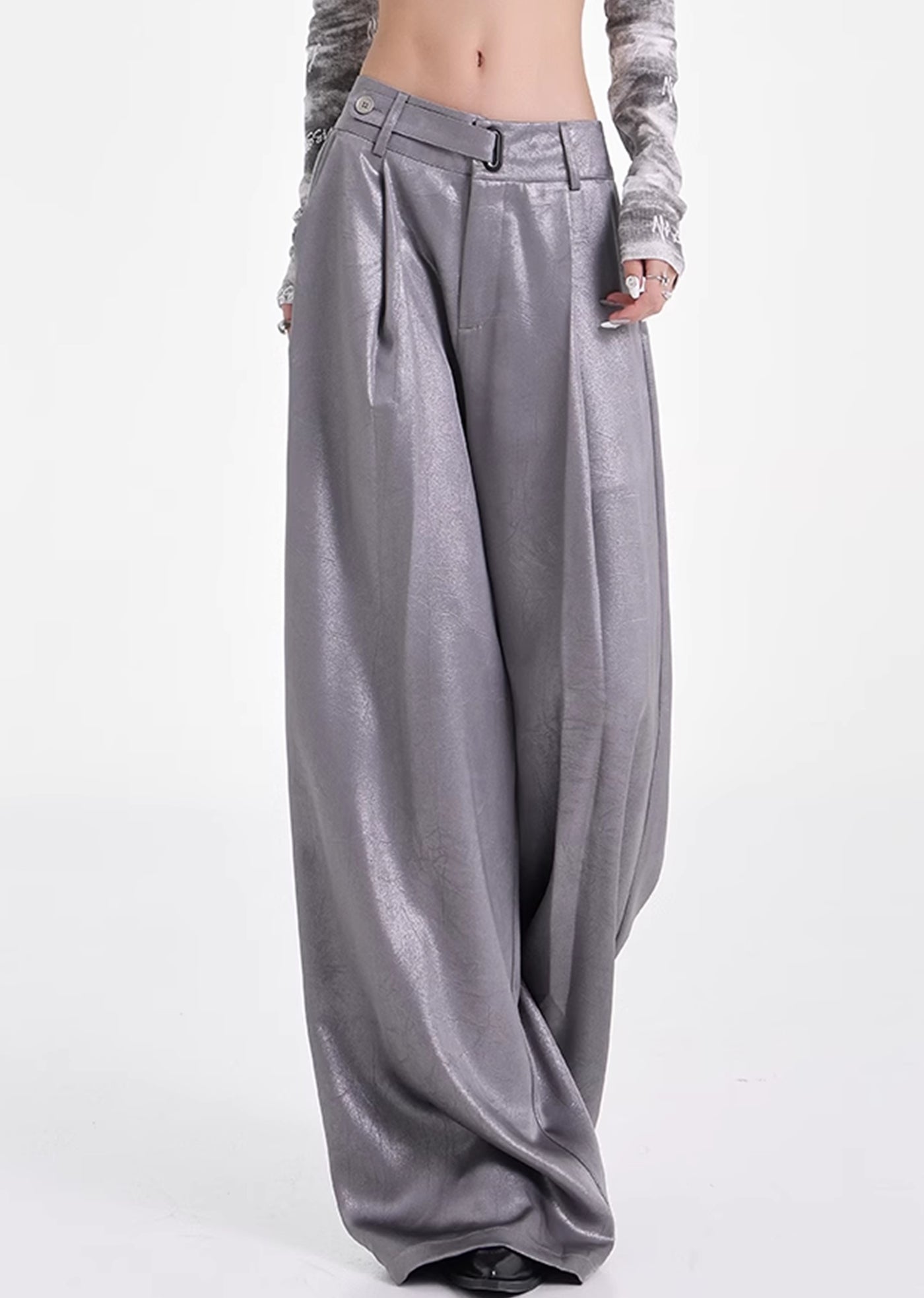 【Ken studio】Special glossy design regular over-wide pants  KS0017