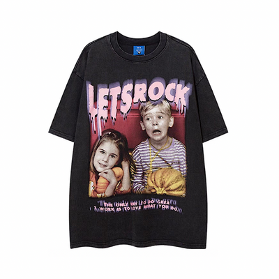 [NIHAOHAO] American casual rock style design short sleeve T-shirt NH0106