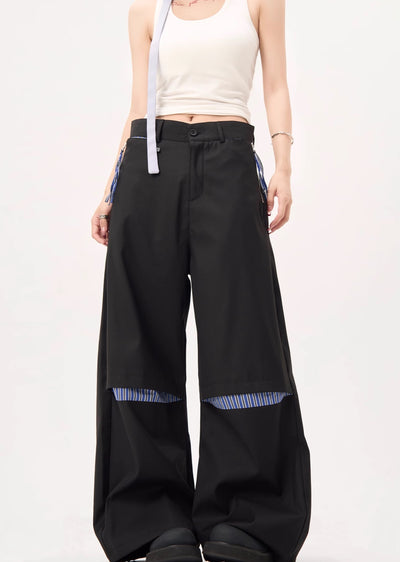 【MAXDSTR】Slash border design slit slacks wide pants  MD0175