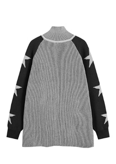 Sleeve part star design tight silhouette design knit sweater  HL3035