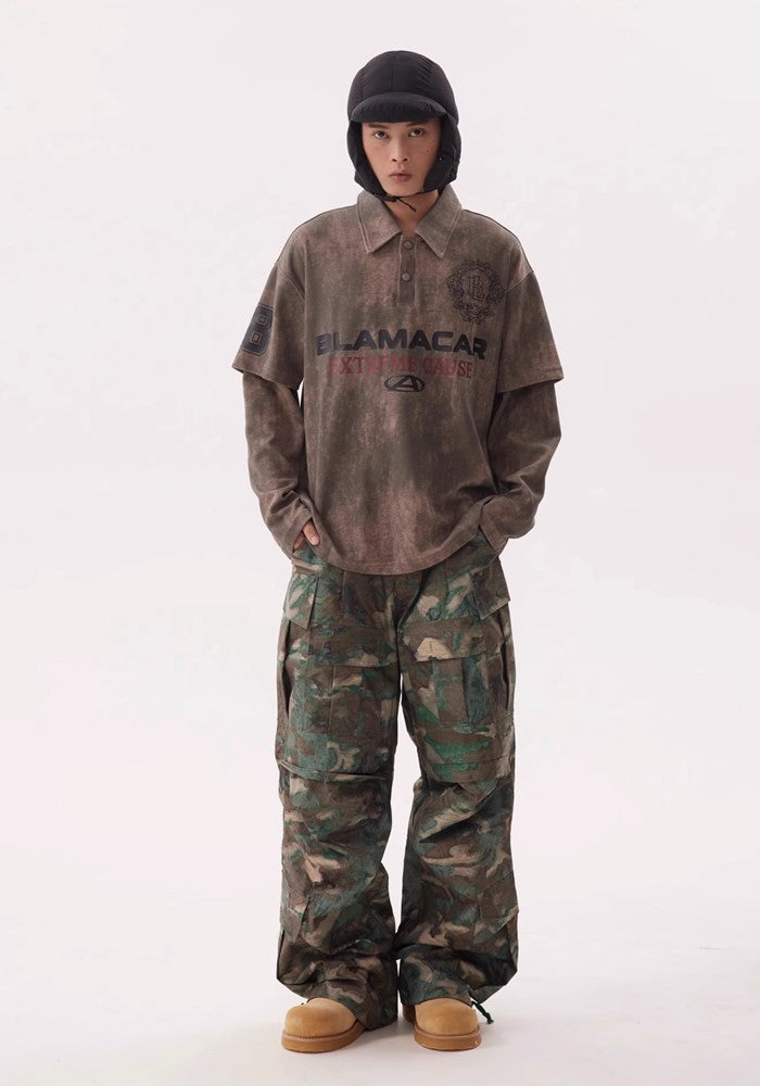 【BTSG】Pocket tuck silhouette design camouflage color cargo pants  BS0028