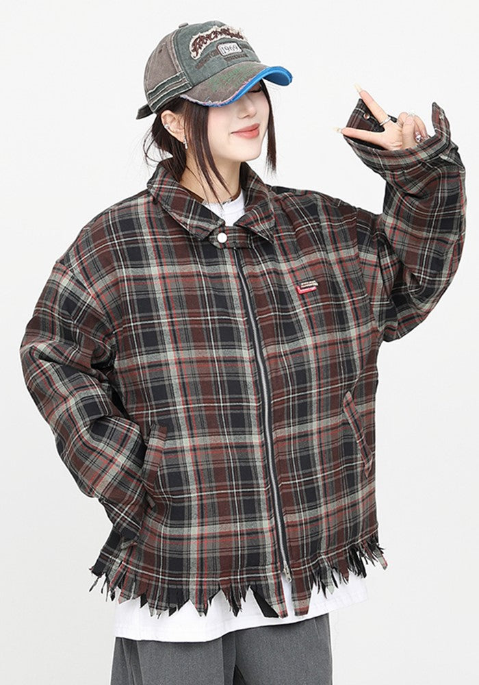 【CEDY】Basic check design distressed jacket  CD0067