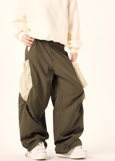 【H GANG X】Double color nylon over wide silhouette casual pants  HX0079