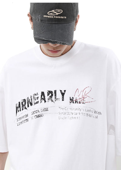 【MR nearly】Front initial logo and back short sleeve T-shirt  MR0097