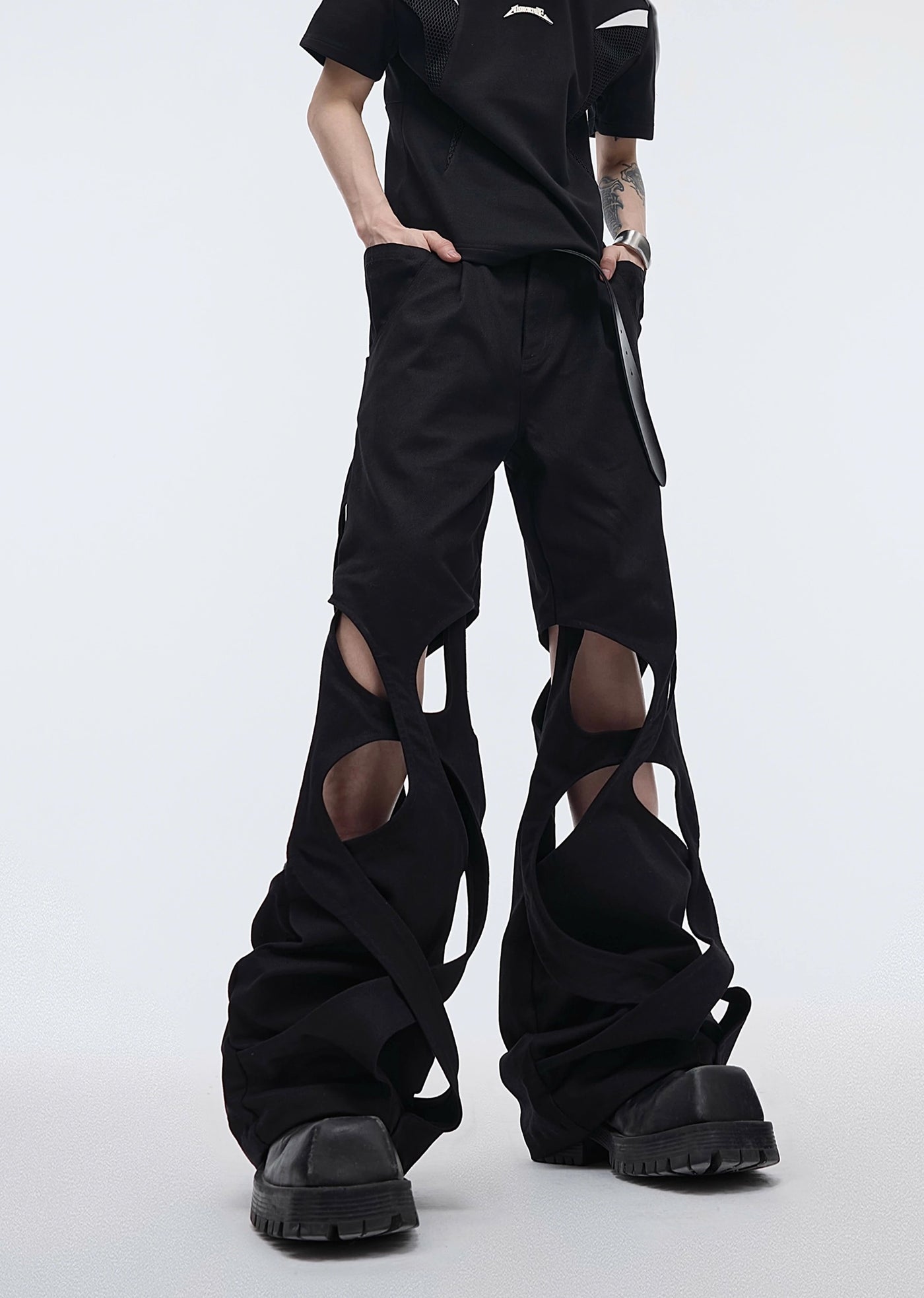 【Culture E】Cross hyper design grace wide over pants  CE0120