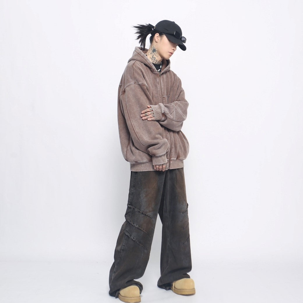 【Mz】Basic dull color balance design full zip hoodie  MZ0045