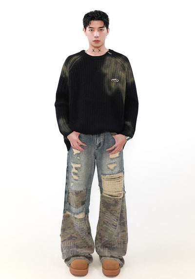 【MR nearly】Random color washed design knit sweater  MR0145