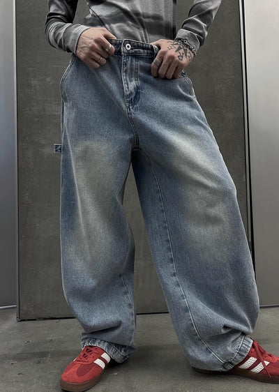 【SOULWORKER】Dull wash blue wide silhouette denim pants  SW0032