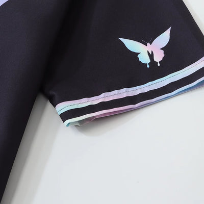 【ANAMONE】Pastel Y2K butterfly collar pattern design short sleeve shirt  AO0020