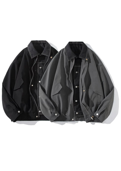 【NOONOZ】Double fabric gimmick silhouette design jacket  NN0004