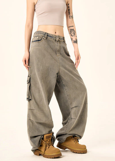 【H GANG X】Basic color design simple cargo denim pants  HX0073