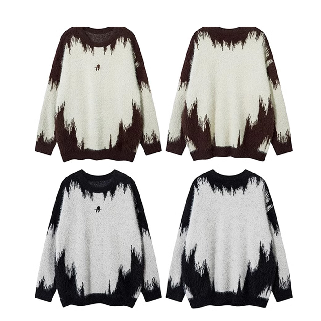 【NIHAOHAO】Unique gimmick double color design gathered knit sweater  NH0159