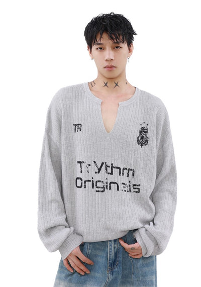 【MR nearly】V-neck design basic silhouette style knit sweater  MR0141