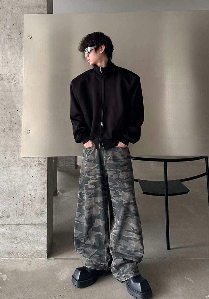 【MARTHENAUT】Dull camouflage base color wide silhouette pants  MH0048