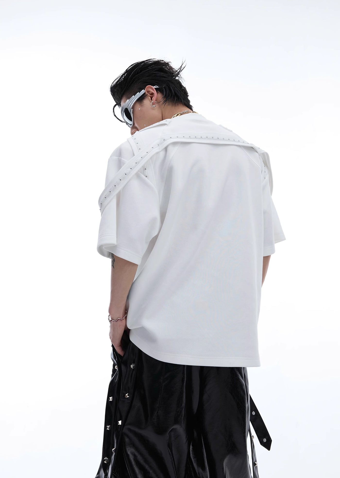 【Culture E】Glossy front logo design over multi short sleeve T-shirt  CE0147