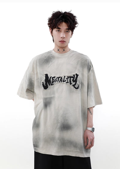 [MR nearly] Dull grunge color design wide dress short sleeve T-shirt MR0090