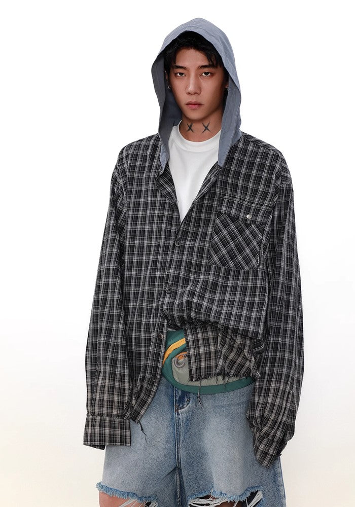 【MR nearly】Regular check design gradient color long sleeve shirt  MR0126