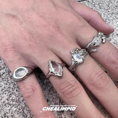 【CHEALIMPID】Front pearl design silver gimmick ring  CL0010