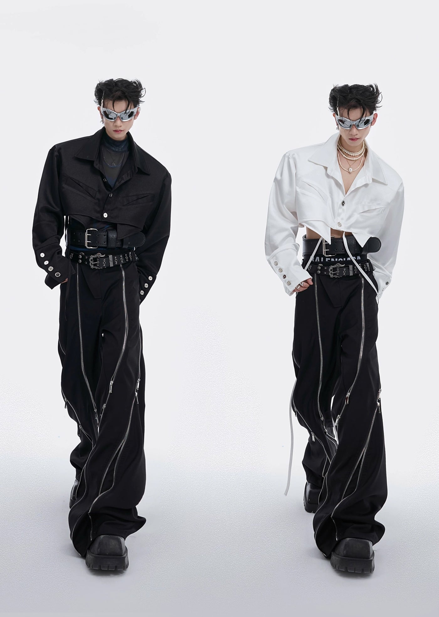 【Culture E】Short length silhouette sleeveless long sleeve shirt  CE0141