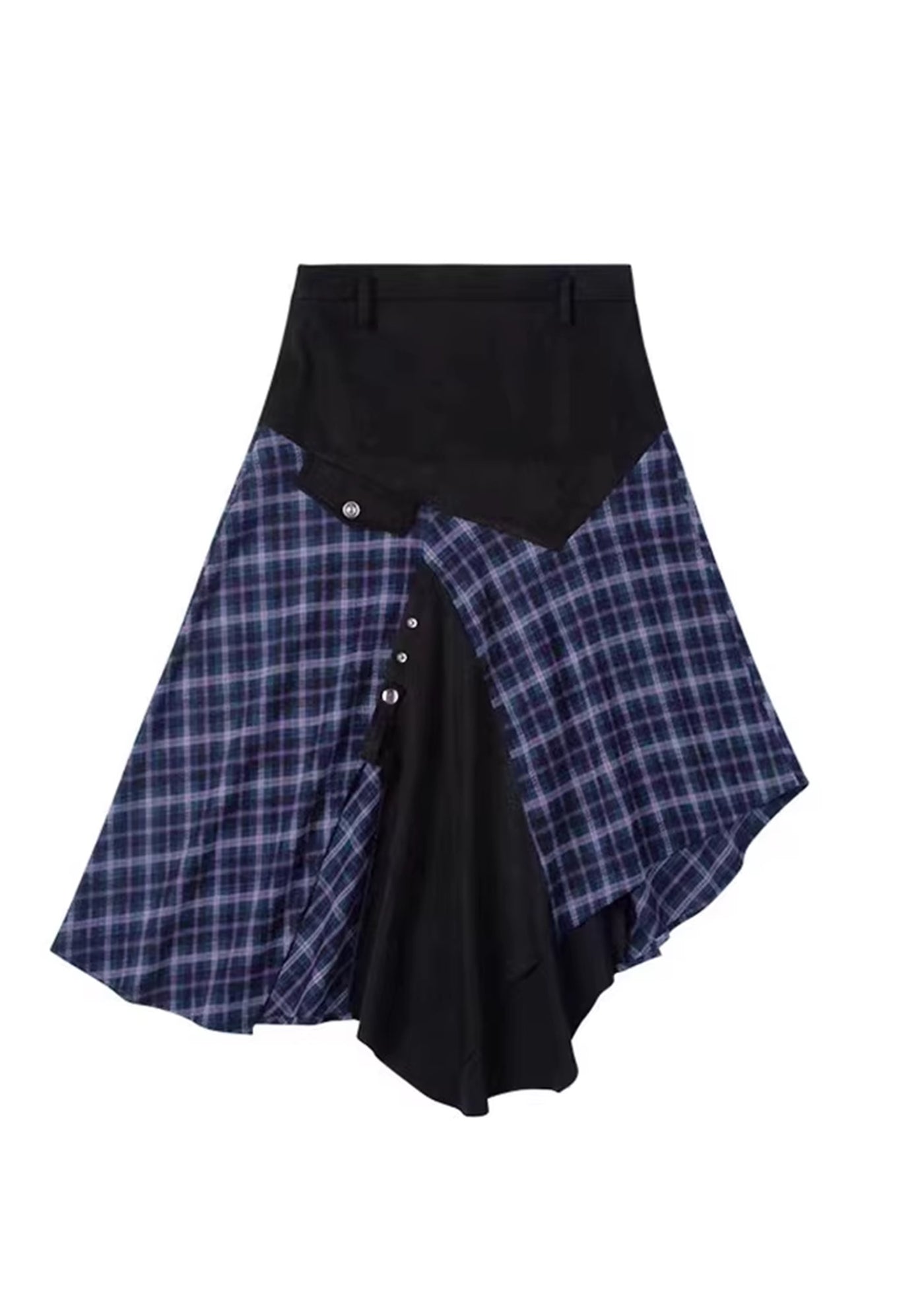 【8/12新作】Asymmetrical blue-black color gimmick design skirt  HL3074