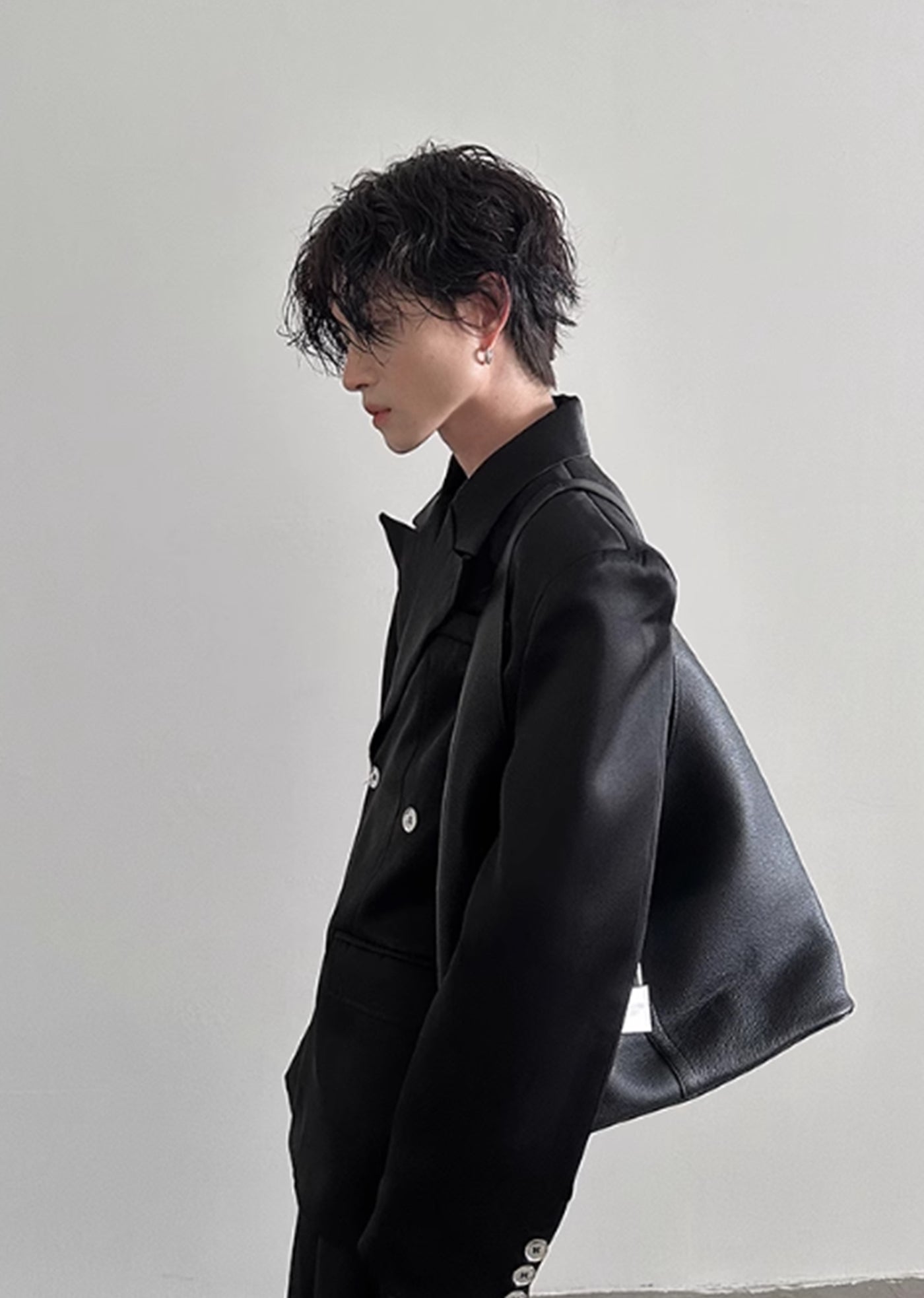 【Very Fewest】Black Ankle Tailored Silhouette Basic Jacket  VF0027