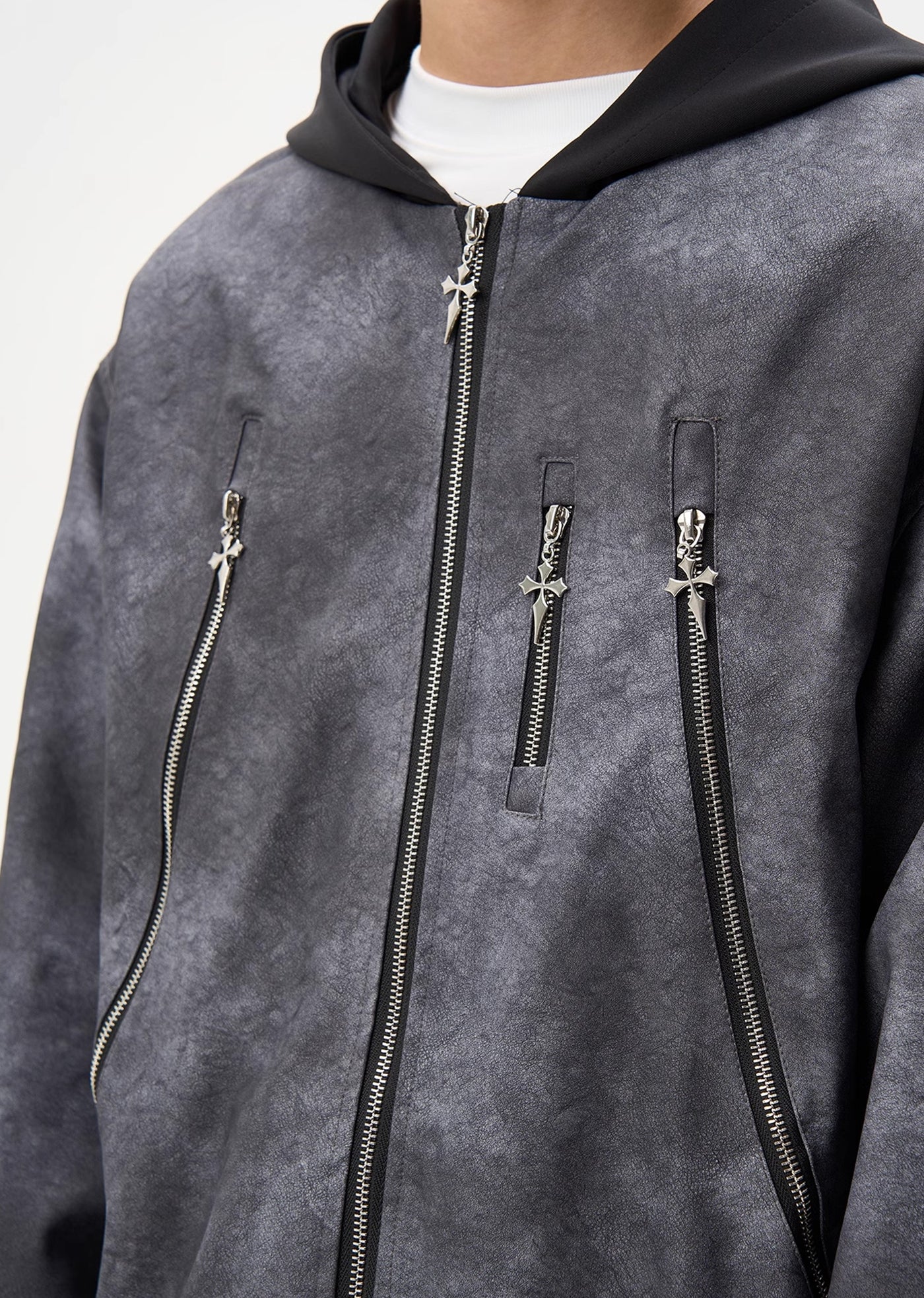 【MAXDSTR】Random wash design monotone color full zip hoodie jacket  MD0180