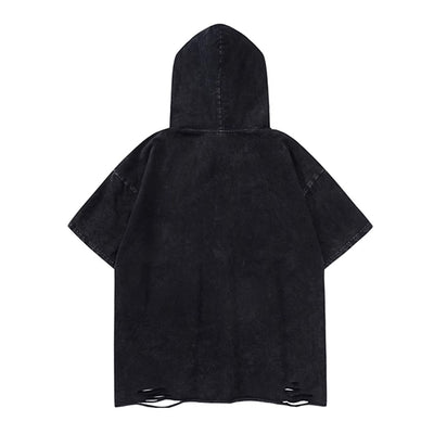【From Mars】Devil-inspired design horned oversized short-sleeved hoodie T-shirt  FS0004