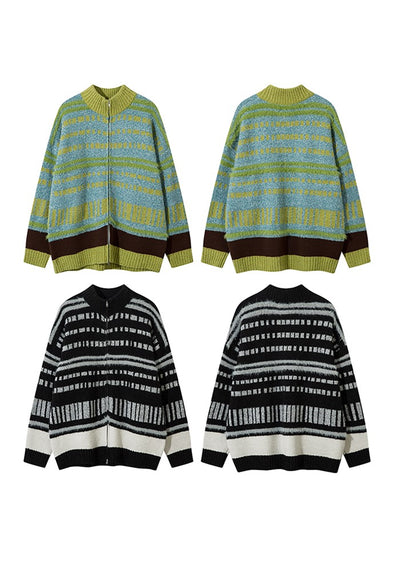 【CEDY】Balanced Border Basic Style Full Zip Knit  CD0065