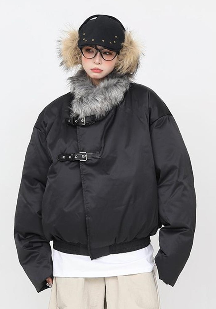 【CEDY】Faux fur collar design upper short jacket  CD0062