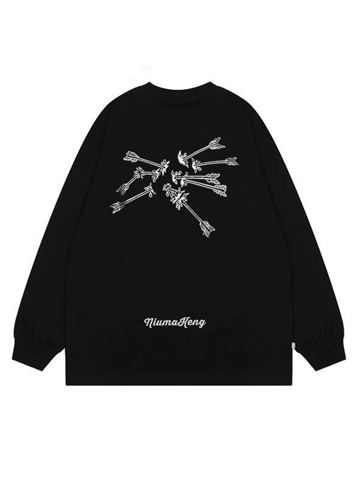 [Niuma Keng] Arrowhead and initial logo point monotone long sleeve T-shirt NK0008