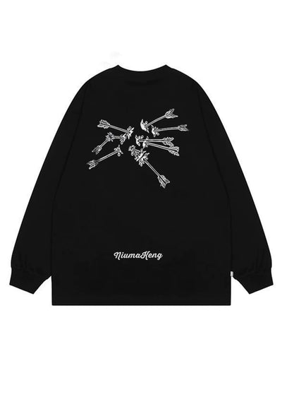 [Niuma Keng] Arrowhead and initial logo point monotone long sleeve T-shirt NK0008