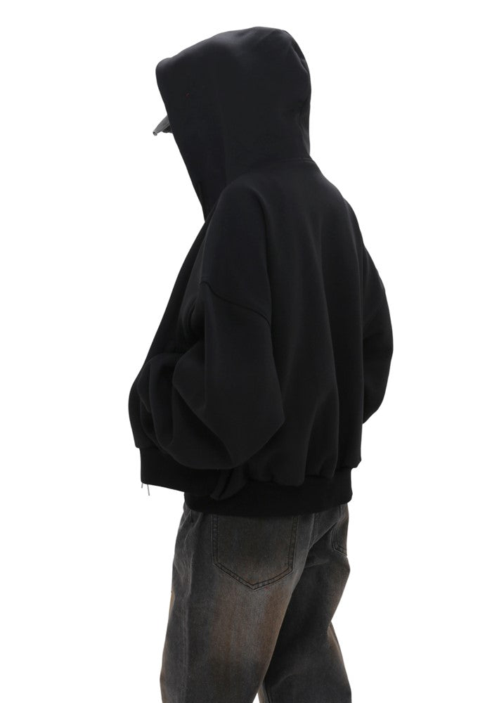 【GIBBYCNA】Double Gimmick Zip Line Basic Style Short Hoodie  GC0022