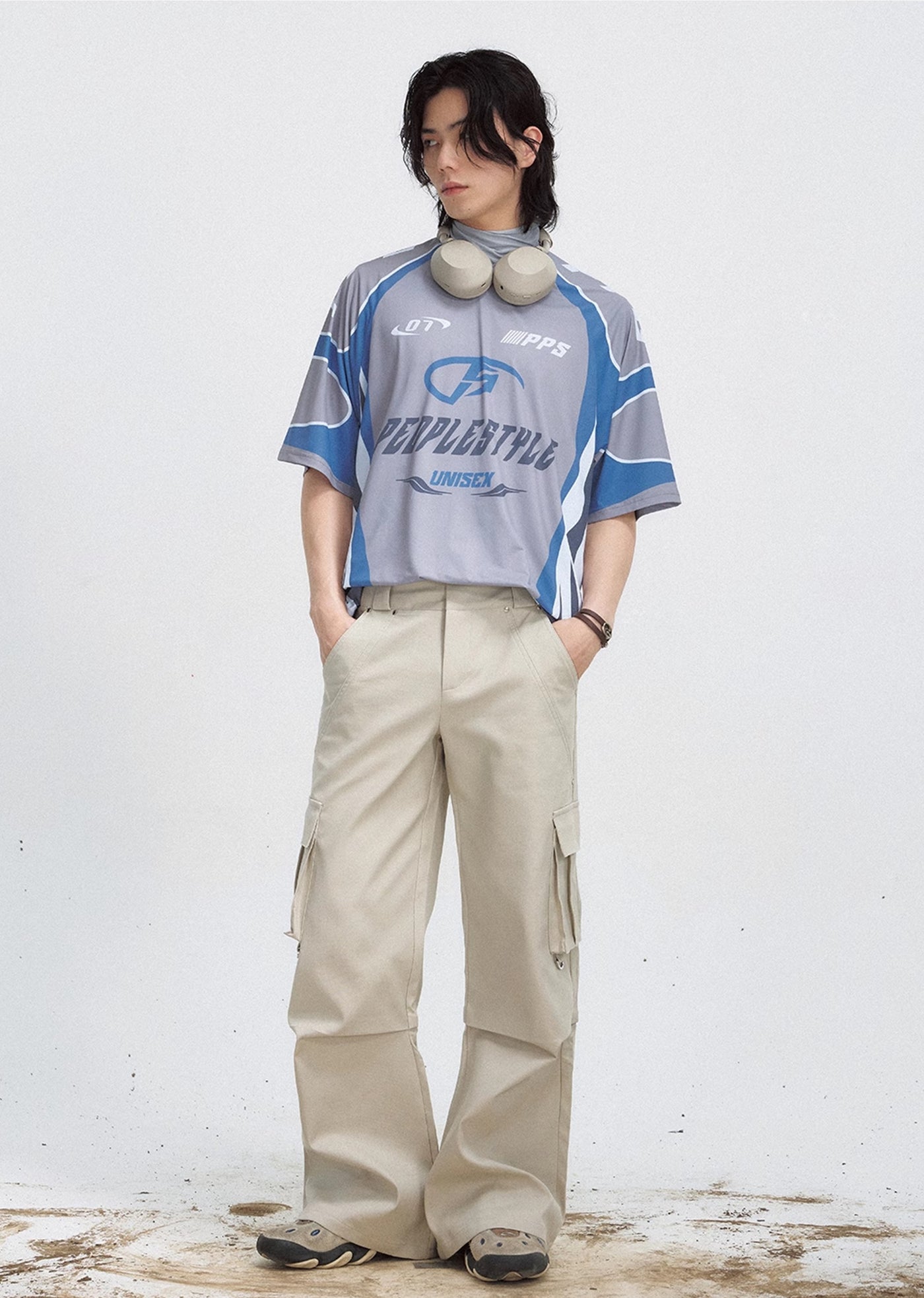 【People Style】Countless line design full over gaming style short sleeve T-shirt  PS0033