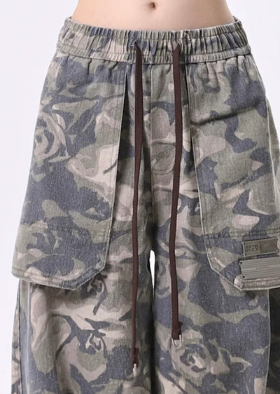 【Rayohopp】Light camo spiral design acid wide pants  RH0126