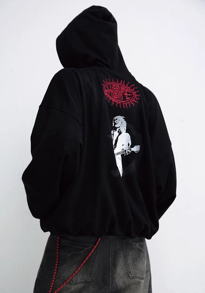 【People Style】One point grunge star design oversized silhouette hoodie  PS0041