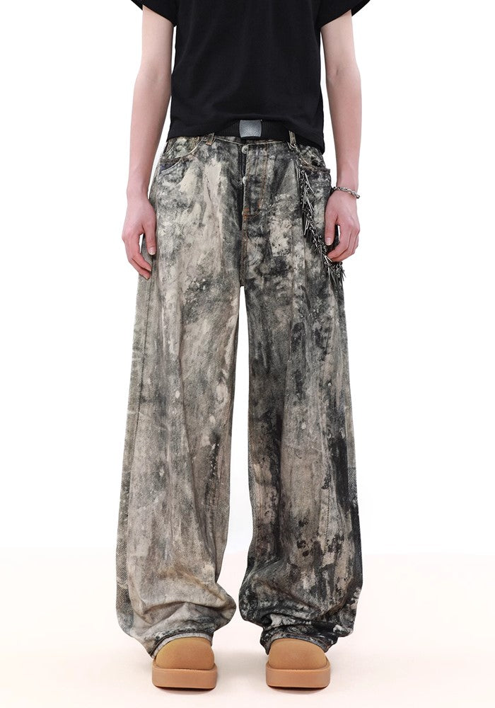 【MR nearly】Two-tone double color grunge unique pattern design pants  MR0122