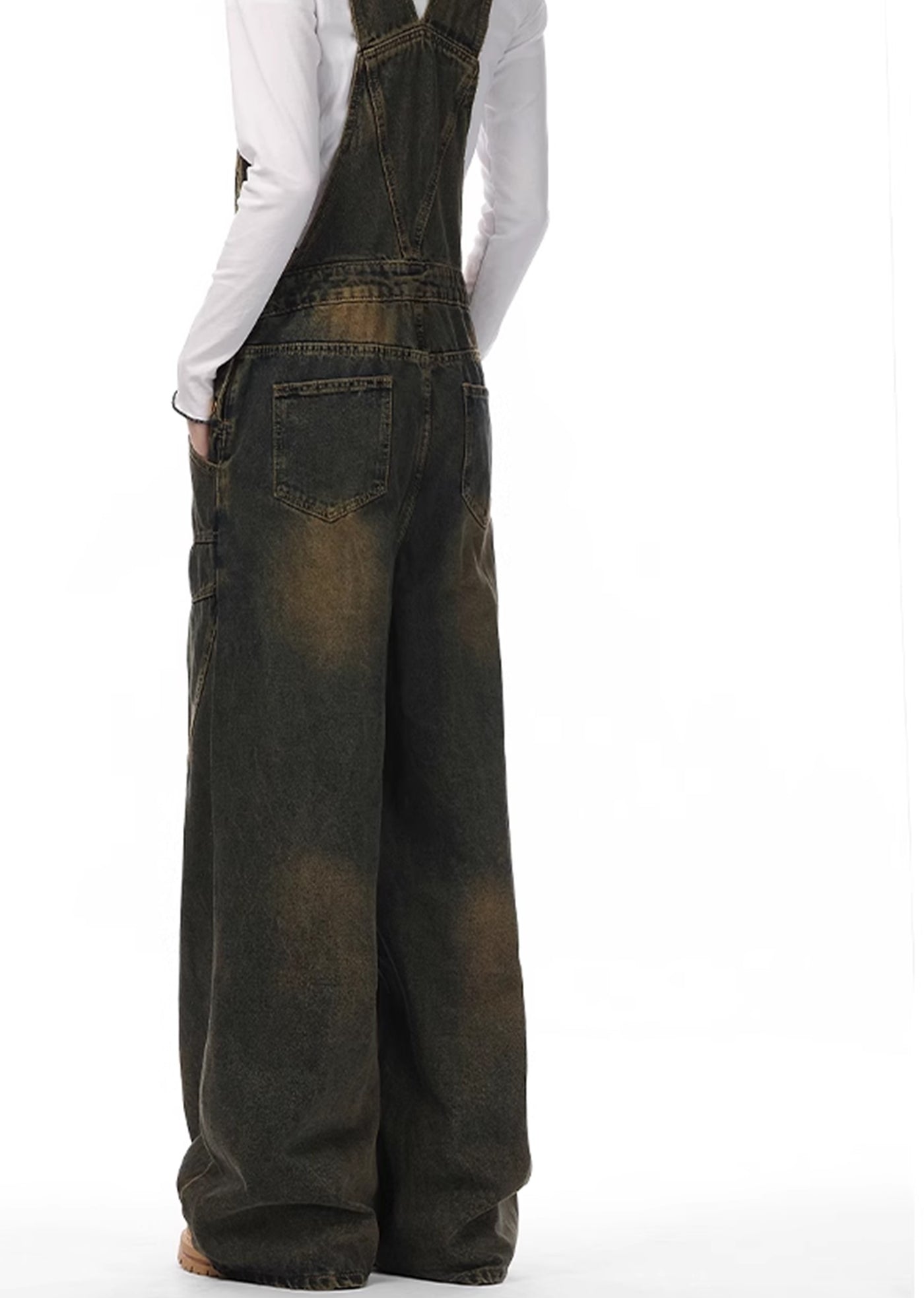 【VINMUK】Vintage dull blue wide denim overalls  VM0007