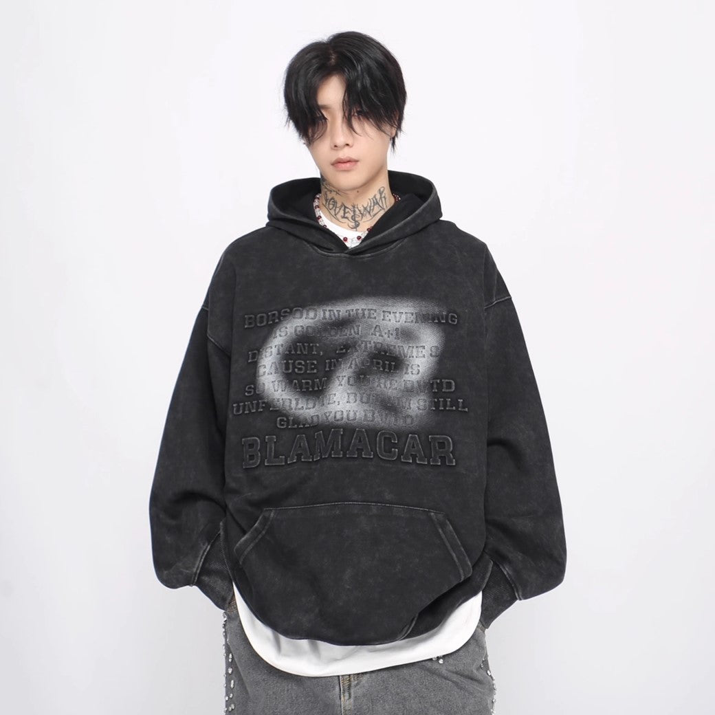 【Mz】Blurred color front logo design simple hoodie  MZ0030