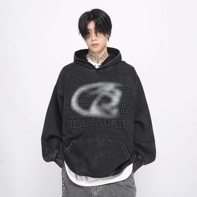 【Mz】Blurred color front logo design simple hoodie  MZ0030