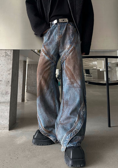 【MARTHENAUT】Muddy wash mid-length wide flare silhouette denim pants  MH0045