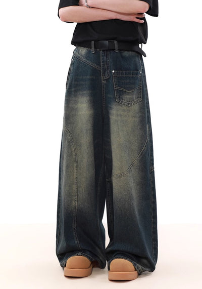 【MR nearly】Fully grunge washed patchwork denim pants  MR0125