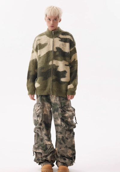 【BTSG】Big pocket double design camouflage color wide style cargo pants  BS0025