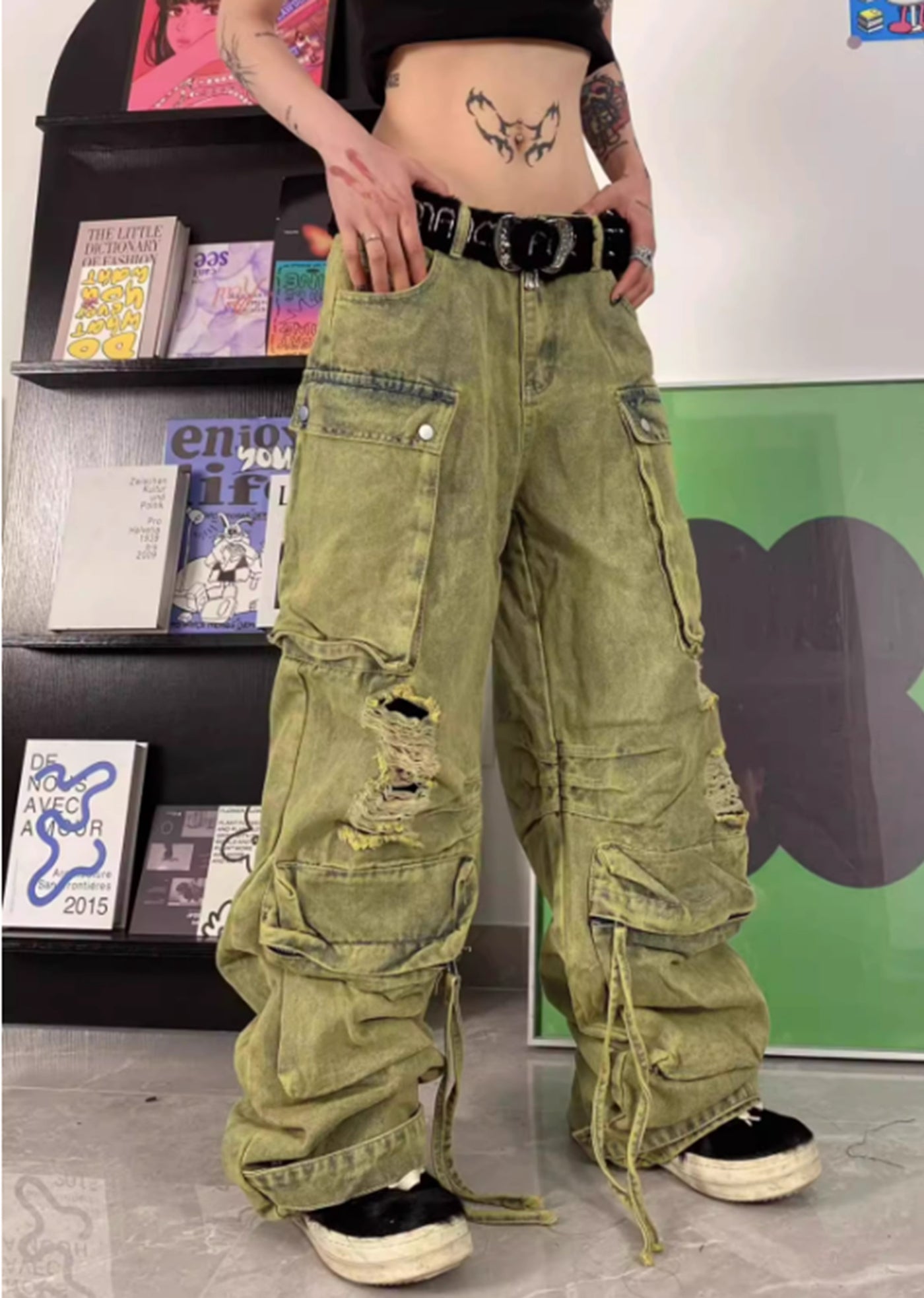 【TOKI】Middle pocket design bot style silhouette denim pants  TK0007