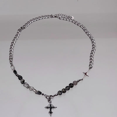 【CHEALIMPID】Stone Multi Design Gothic Mode Cross Necklace  CL0016