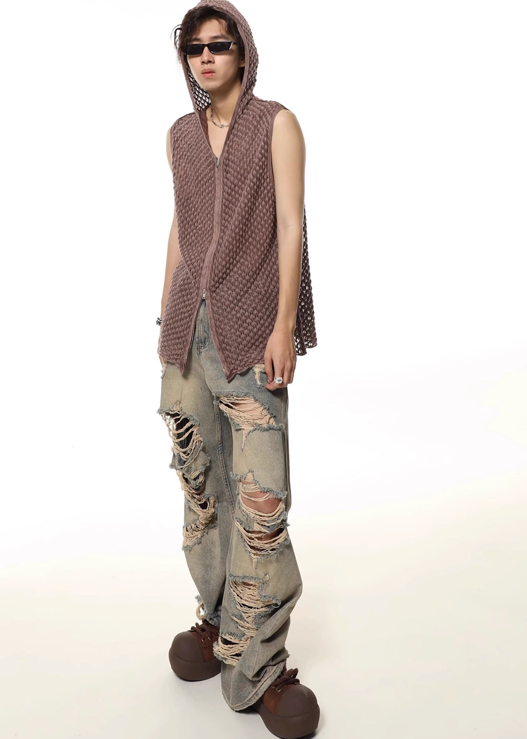 パンツ appboy Future Boy】Multi-distressed vintage design denim pants