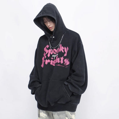 【Mz】Dull initial pinky design grunge hoodie  MZ0036